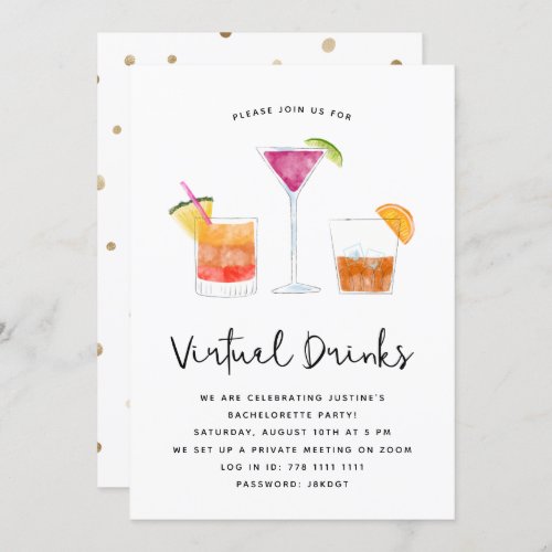 Cocktails Drinks Virtual Party Invitation
