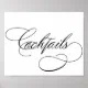 Cocktails | Elegant Black Script on White Bar Sign | Zazzle