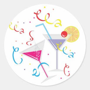 Cocktails For Two Classic Round Sticker