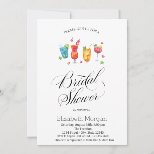 Cocktails Fruits Bridal Shower Invitation