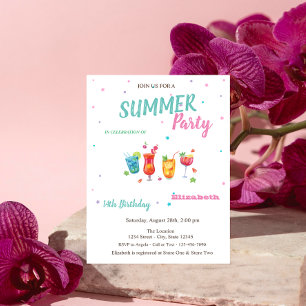 Cocktails Fruits Summer Birthday Invitation