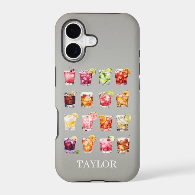 Cocktails Galore Monogrammed Case-Mate iPhone Case (Back)