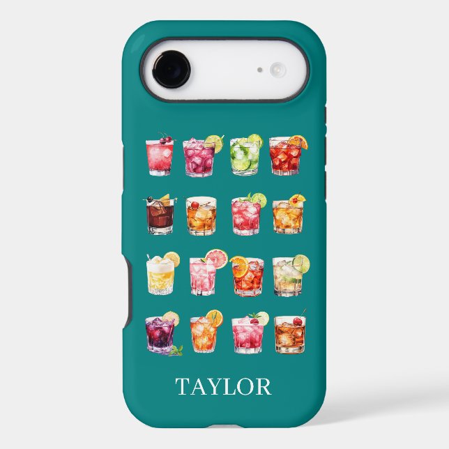Cocktails Galore Monogrammed Case-Mate iPhone Case (Back)