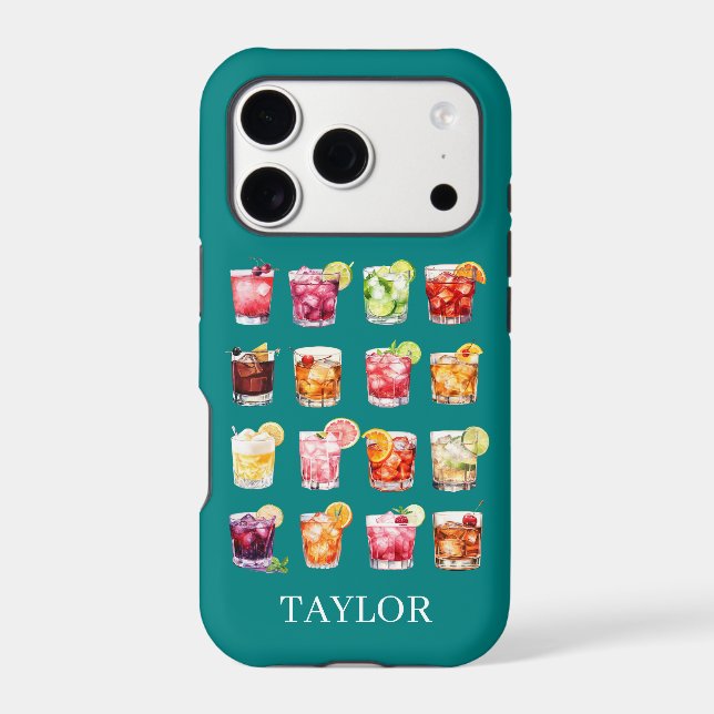 Cocktails Galore Monogrammed Case-Mate iPhone Case (Back)