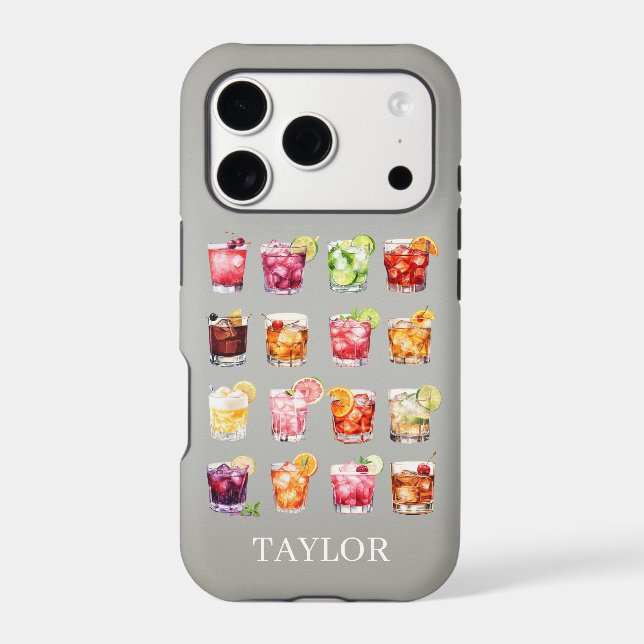 Cocktails Galore Monogrammed Case-Mate iPhone Case (Back)