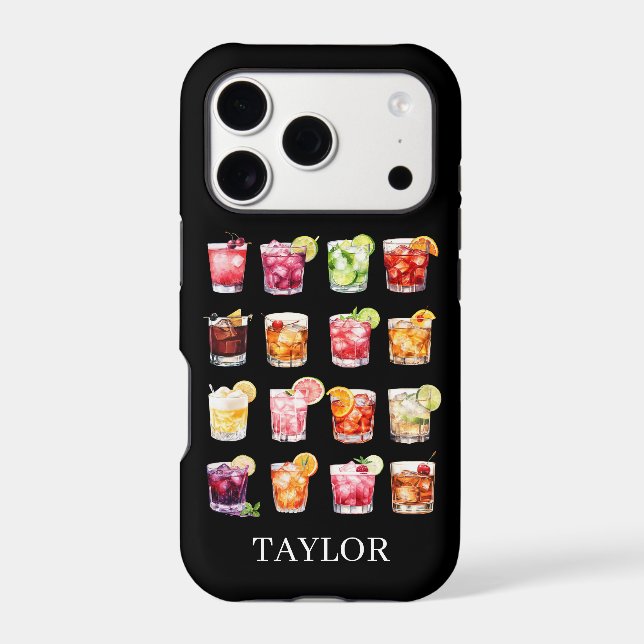 Cocktails Galore Monogrammed Case-Mate iPhone Case (Back)
