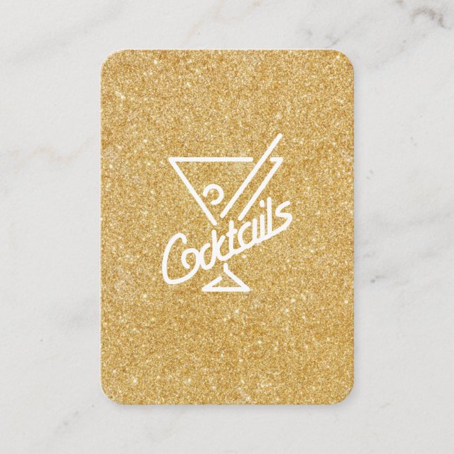 Cocktails / Glamour Gold Glitter Business Card (Front)