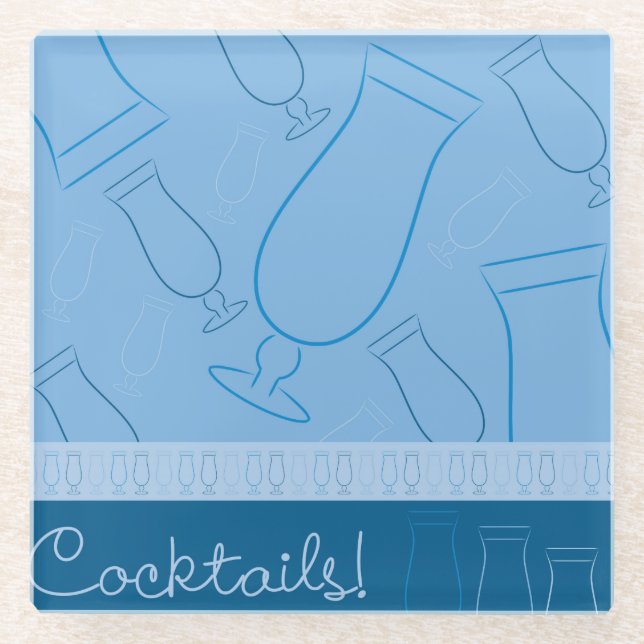 Cocktails! Glass Coaster (Front)
