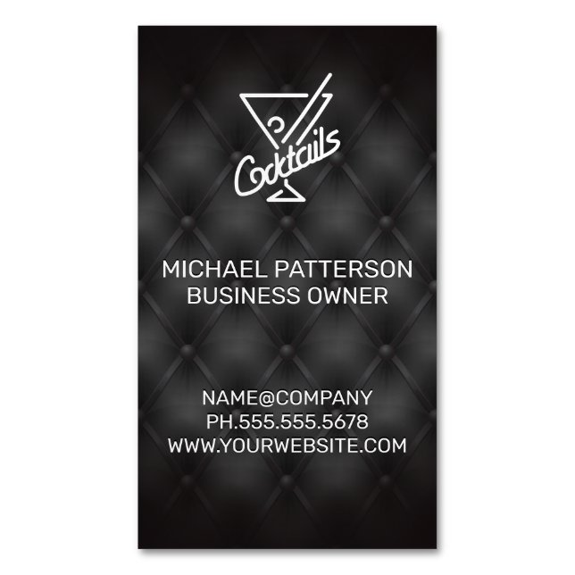 Cocktails Icon | Bar and Restaurant Upholstery Business Card Magnet (Front Vertical)