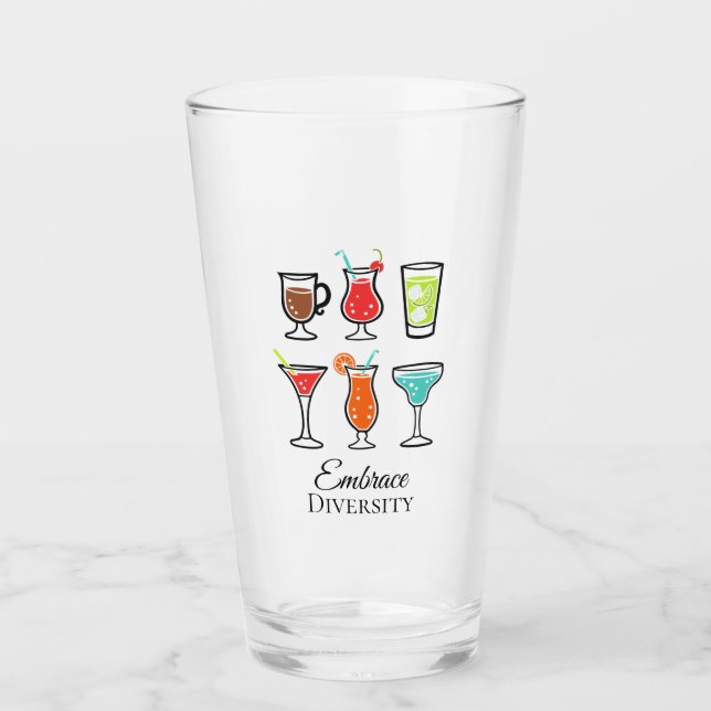 Cocktails Illustration Embrace Diversity Modern Glass (Front)