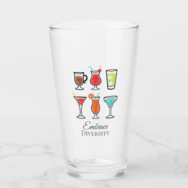 Cocktails Illustration Embrace Diversity Modern Glass (Front)
