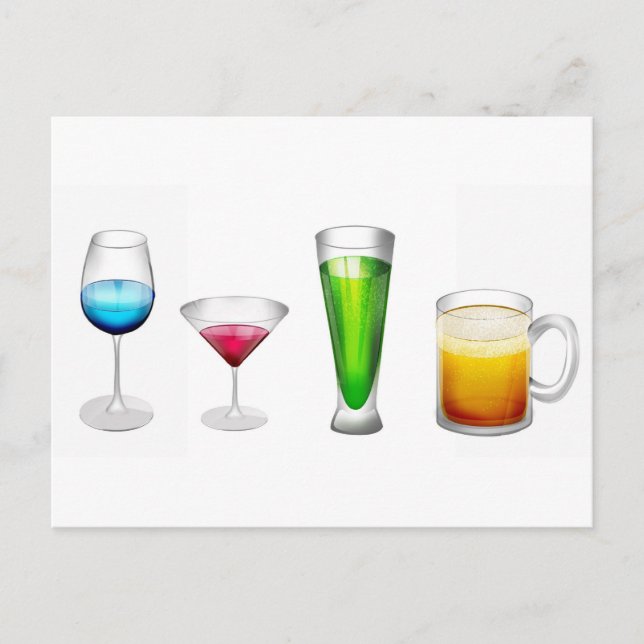Cocktails in bright colors postcard (Front)