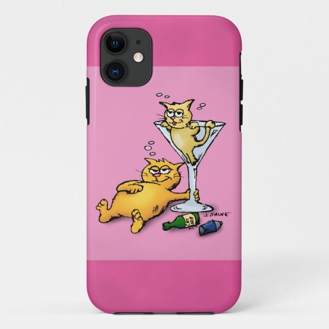 Cocktails & Kitten Pink Cartoon iPhone5 Case (Back)