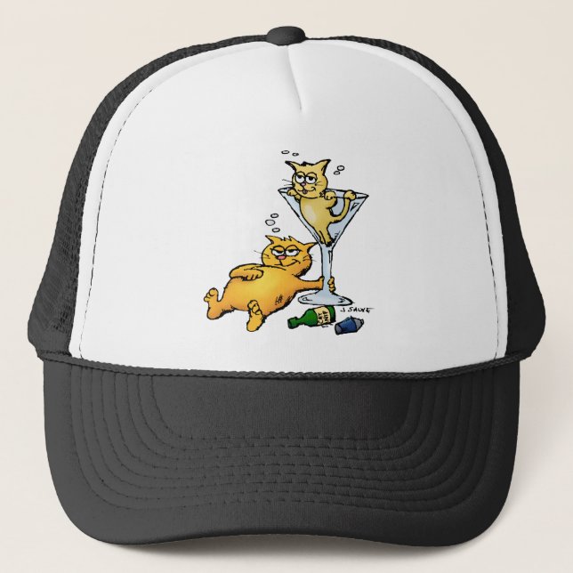 Cocktails & Kittens Cartoon Hat (Front)