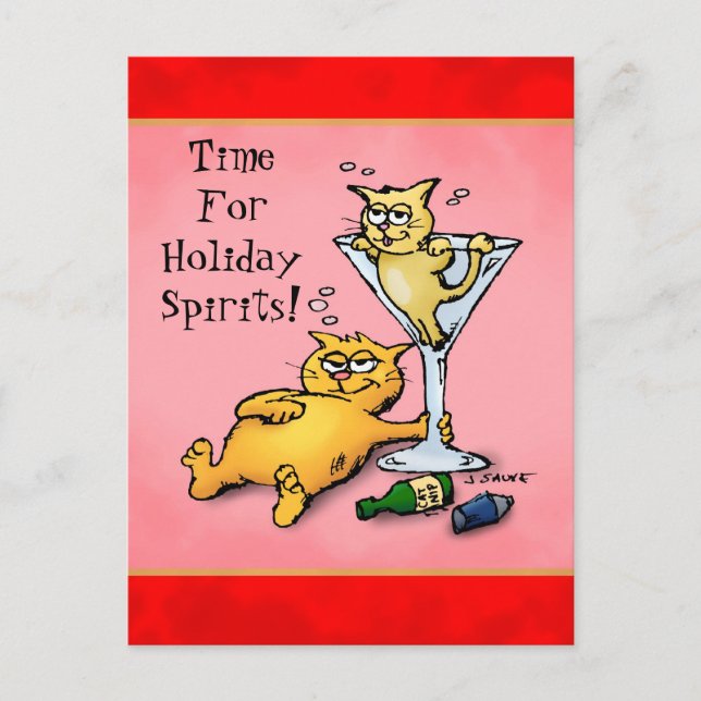Cocktails & Kittens Holiday Spirits Postcard (Front)