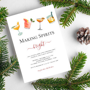 Cocktails Making Spirits Bright Christmas Party Invitation