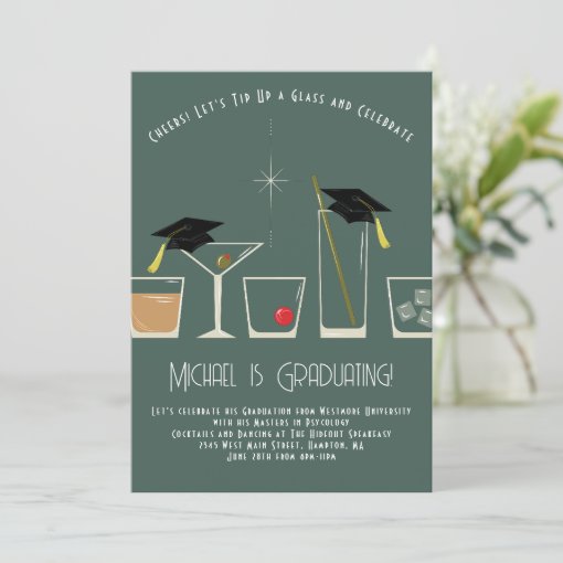 Cocktails Martini Bar Graduation Party Invitation Zazzle