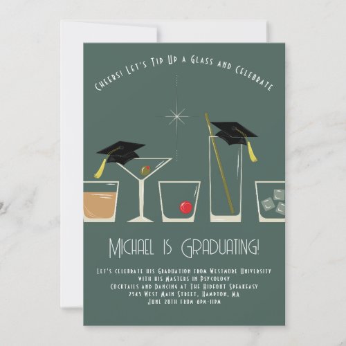 Cocktails Martini Bar Graduation Party Invitation