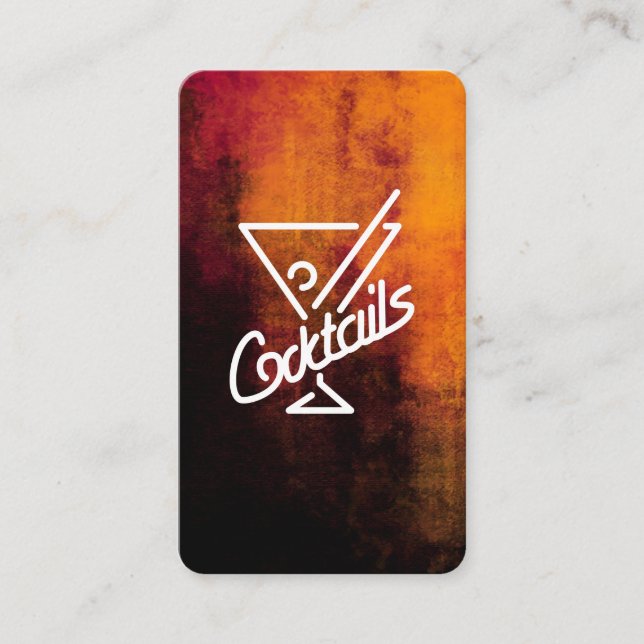 Cocktails Martini | Orange Black Texture Business Card (Front)