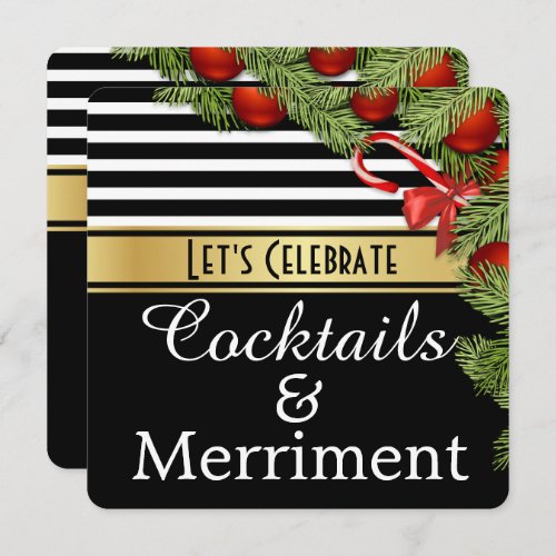Cocktails  Merriment Holiday Party Invitation