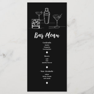 Cocktails Minimal Modern Open Bar Wedding Menu