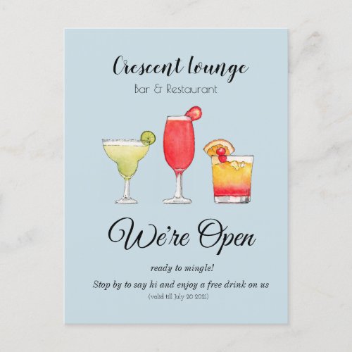 Cocktails Mixed drinks Bar reopening Postcard