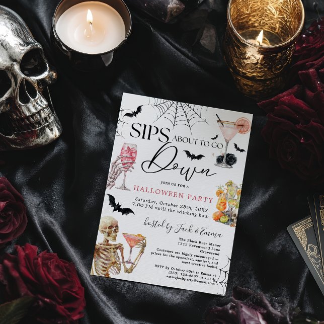 Cocktails Night Sips About to Go Down Halloween Invitation (Cocktails Night Sips About to Go Down Halloween Invitation)