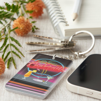 Cocktails nightclub bar with drinks keychain