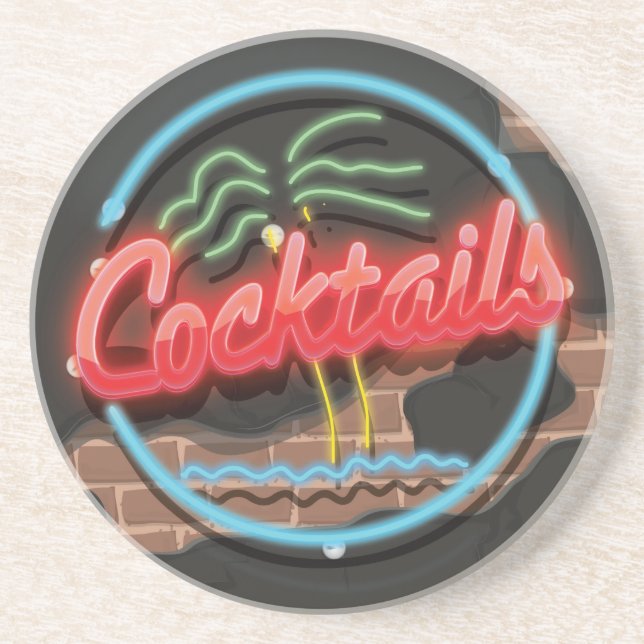 Cocktails Nightclub Neon Coaster (Front)