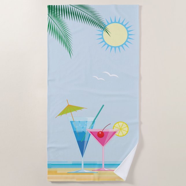 Cocktails on the Beach Beach Towel (Front)