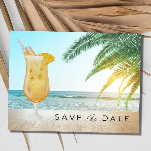 Cocktails on the Beach Wedding Save the Date Announcement Postcard