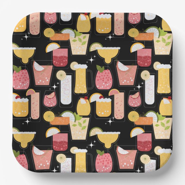 Cocktails Paper Plates (Front)