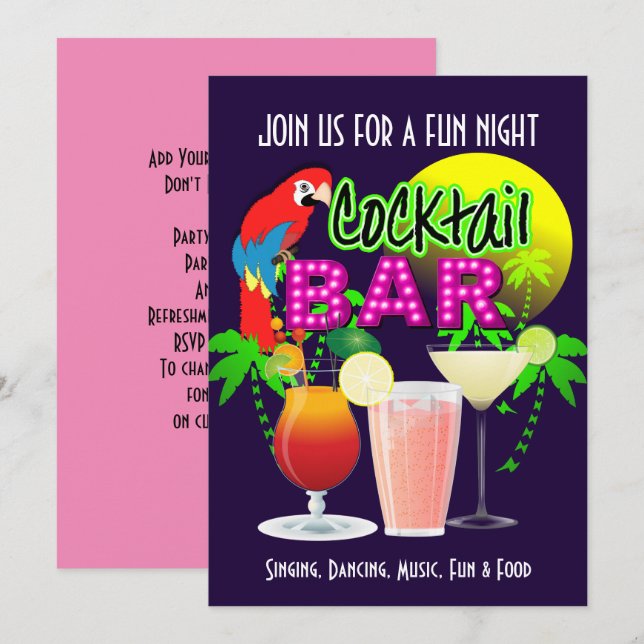 Cocktails Party Celebration Party Personalized Invitation (Front/Back)
