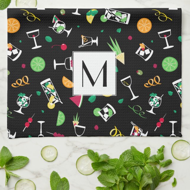 Cocktails Party Pattern Kitchen Towel (Folded)