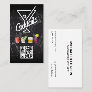 Cocktails QR Code Add Custom Business Card