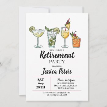 Cocktails Retirement Party Women's Drinks  Invitation by WOWWOWMEOW at Zazzle