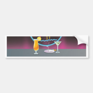 Cocktails retro night club bumper sticker