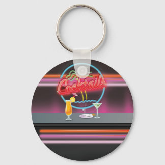 Cocktails retro night club keychain