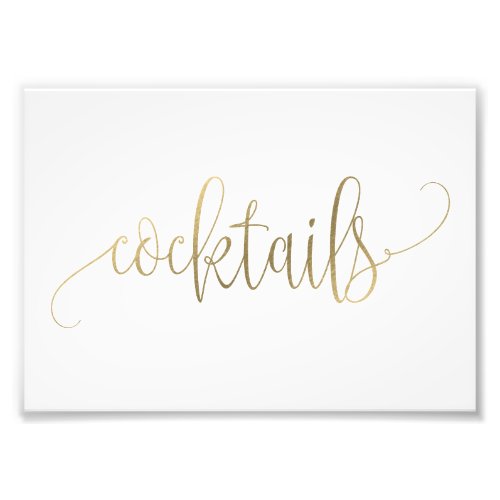 Cocktails Sign Choose Your Size _ Faux Gold