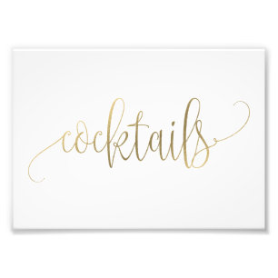 Cocktails Sign Choose Your Size - Faux Gold