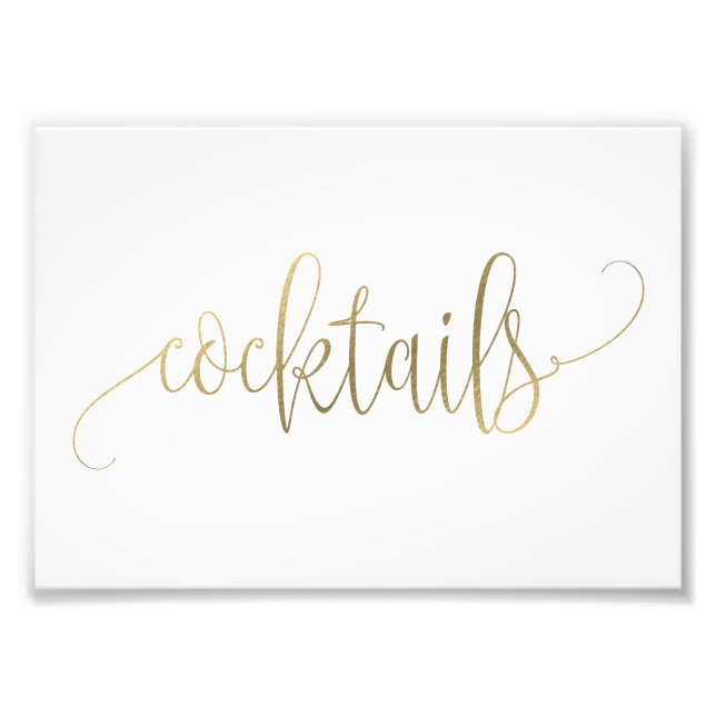 Cocktails Sign Choose Your Size - Faux Gold (Front)