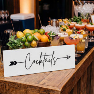 Cocktails sign with arrow Wedding sign