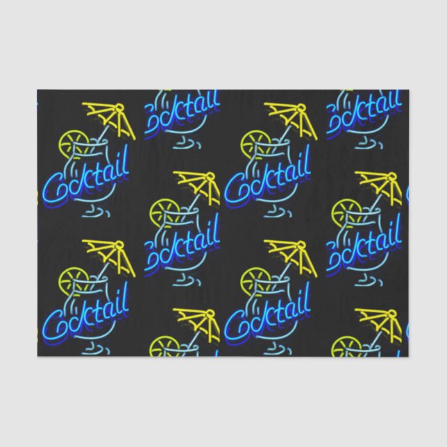 Cocktails Umbrella Drink Neon Sign Tissue Paper (Front)