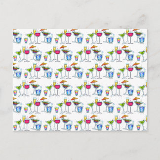 COCKTAILS UP! GLASSES POSTCARD