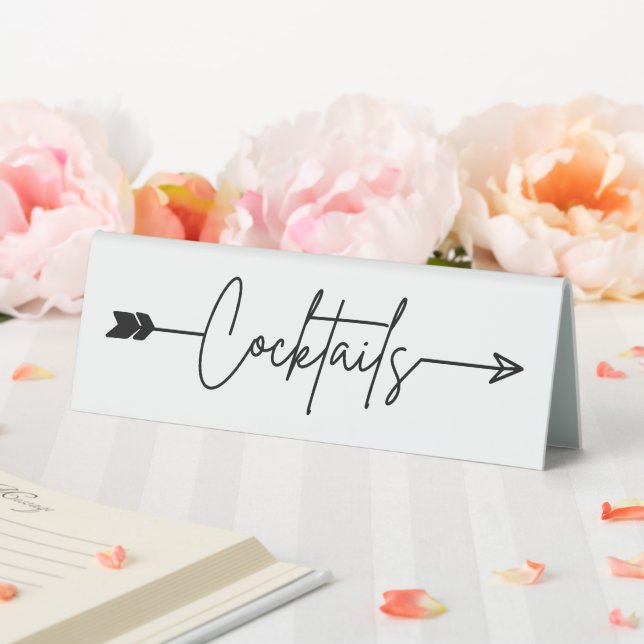 Cocktails Wedding Arrow right Table Tent Sign (In SItu (Wedding))