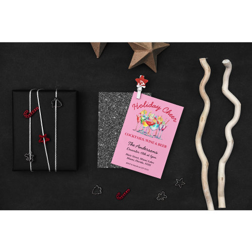 Cocktails Wine  Beer Christmas Party Invitation 