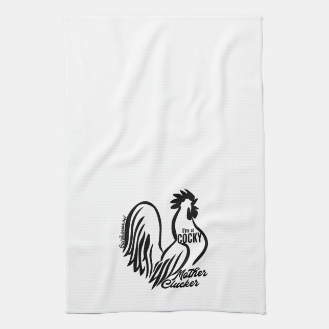 Cocky Mother Clucker Dish Towel (Vertical)
