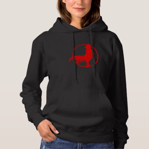 Cocky Red Rooster Zodiak Chicken Silhouette Hoodie