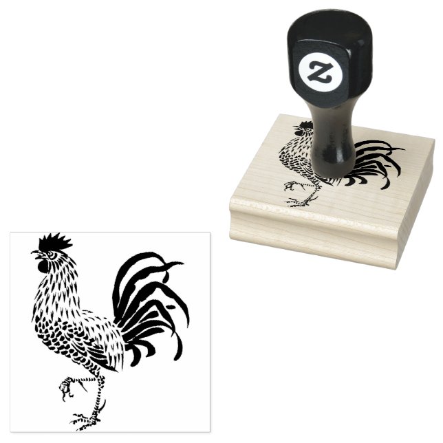 Cocky Rooster Bird One Leg Up  Rubber Stamp (Stamped)