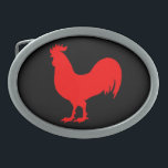 cocky rooster buckle oval belt buckle<br><div class="desc">tongue-in-cheek red rooster buckle</div>